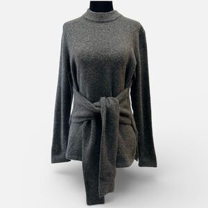 Zara Charcoal Gray Soft Feel Sweater with Waist Ties Size Small